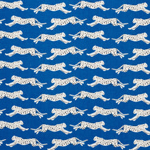 Load image into Gallery viewer, SCHUMACHER LEAPING LEOPARDS FABRIC / BLUE
