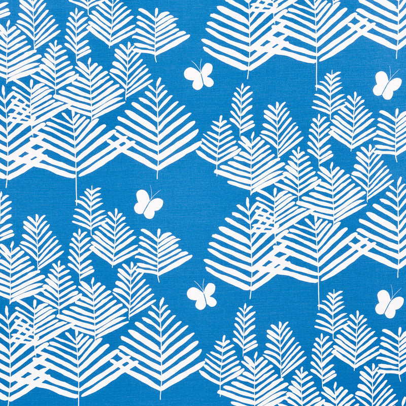 SCHUMACHER FERN SILHOUETTE FABRIC / BLUE