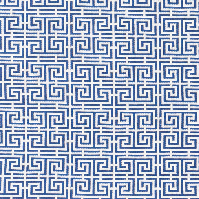 SCHUMACHER CHINOIS FRET FABRIC / BLUE/WHITE
