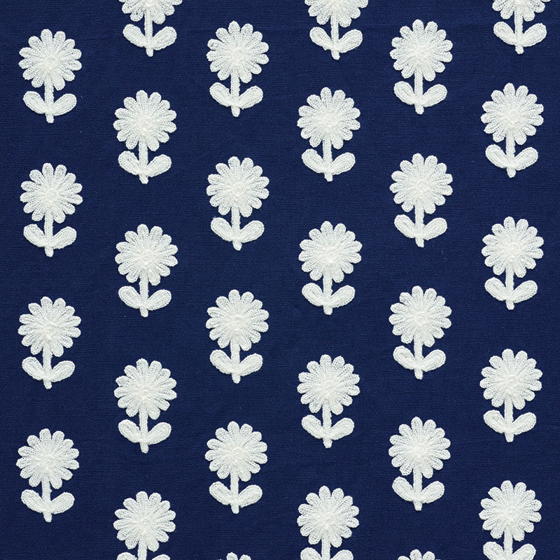 SCHUMACHER PALEY EMBROIDERY FABRIC / BLUE