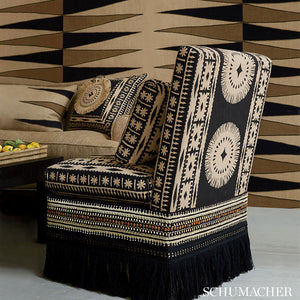 SCHUMACHER BORA BORA PRINT FABRIC / LAVA BLACK