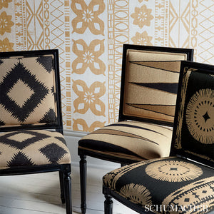 SCHUMACHER BORA BORA PRINT FABRIC / LAVA BLACK