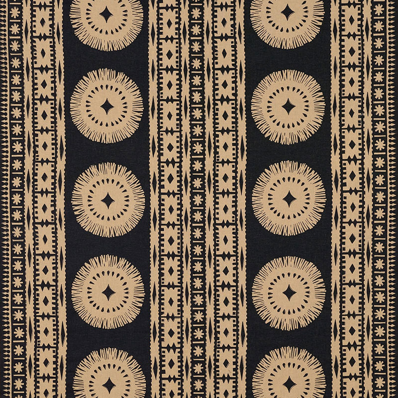 SCHUMACHER BORA BORA PRINT FABRIC / LAVA BLACK