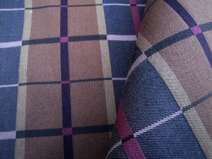 Vintage Mod Upholstery Plaid Fabric Caramel & Chocolate Brown Maroon Burgundy Fabric for Cushions Ottoman Chairs
