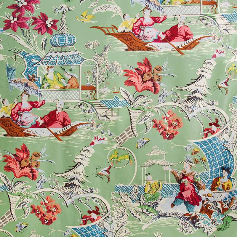 Brunschwig & Fils Pillement Glazed Chintz Green | Fabric Bistro