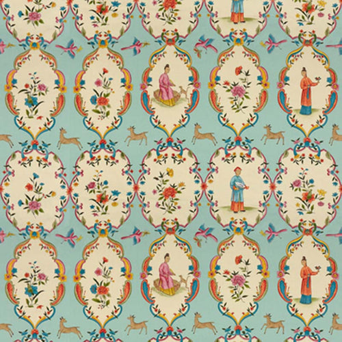Brunschwig & Fils Geisha Fabric / Sky/Rose