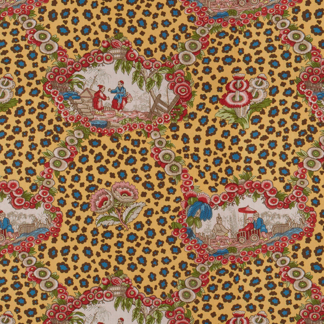Brunschwig & Fils Chinese Leopard Toile Fabric / Multi