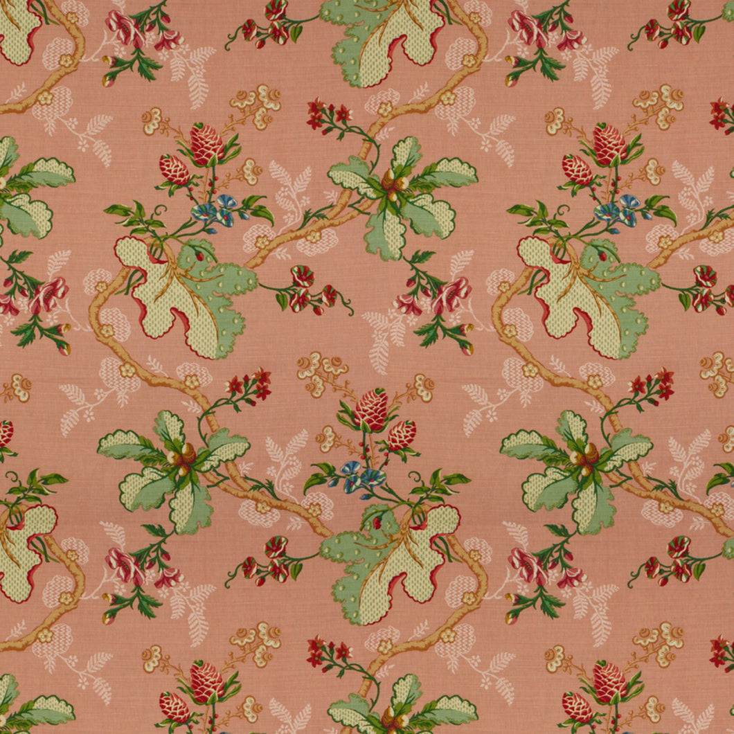 Brunschwig & Fils Fabriano Cotton And Linen Print Fabric / Coral