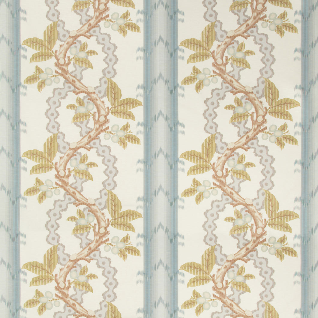 Brunschwig & Fils Josselin Cotton And Linen Print Fabric / Slate/Grey