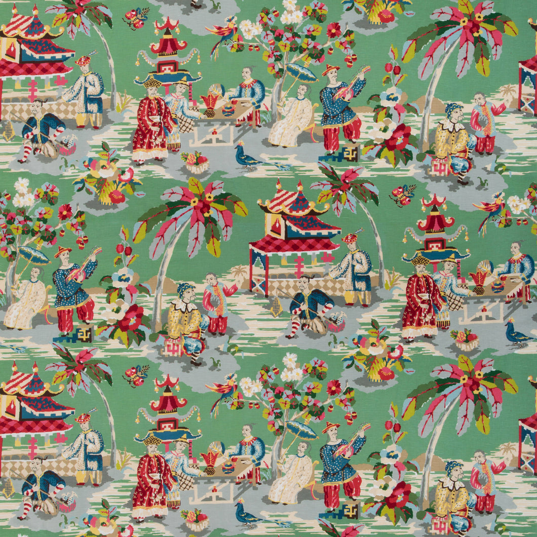 Brunschwig & Fils Xian Linen & Cotton Print Fabric / Jade