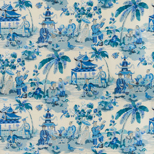 Brunschwig & Fils Xian Linen & Cotton Print Fabric / Porcelain