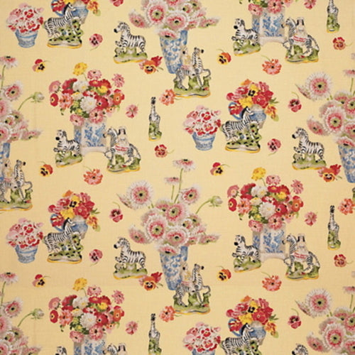 Brunschwig & Fils Gillian S Zebras Linen & Cotton Print Fabric / Cream