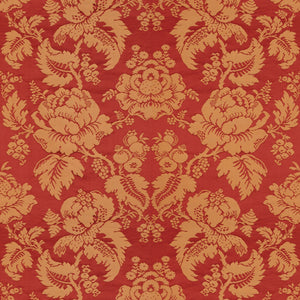 Brunschwig & Fils Moulins Damask Fabric / Rouge/Ivoire