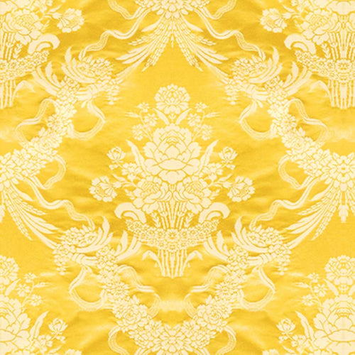 Brunschwig & Fils Charlieu Lampas Fabric / Jaune/Ivoire
