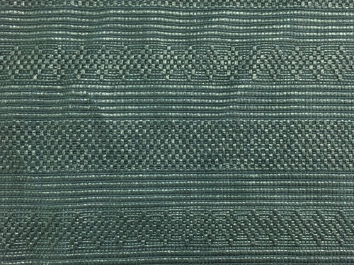 Designer Navy Blue Straw Basket Weave Water Resistant Ethnic Tribal Upholstery Fabric