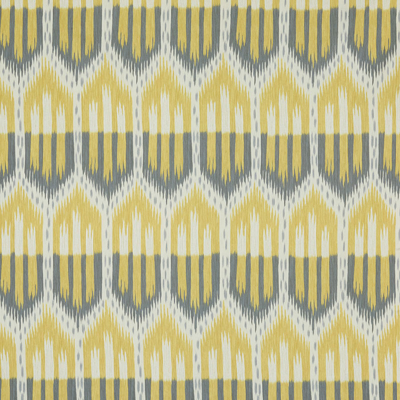 SCHUMACHER BUKHARA IKAT FABRIC / CITRINE & SMOKE