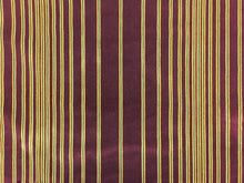 Load image into Gallery viewer, Burgundy Mustard Yellow Black Stripe Velvet Cotton Upholstery Fabric