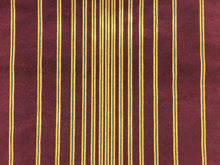 Load image into Gallery viewer, Burgundy Mustard Yellow Black Stripe Velvet Cotton Upholstery Fabric