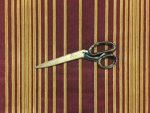 Load image into Gallery viewer, Burgundy Mustard Yellow Black Stripe Velvet Cotton Upholstery Fabric