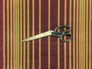 Burgundy Mustard Yellow Black Stripe Velvet Cotton Upholstery Fabric