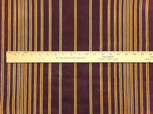 Load image into Gallery viewer, Burgundy Mustard Yellow Black Stripe Velvet Cotton Upholstery Fabric