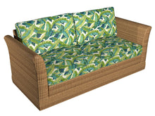 Load image into Gallery viewer, Essentials Outdoor Stain Resistant Banana Palm Leaves Upholstery Drapery Fabric Teal Lime White / Belize