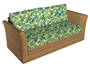 Essentials Outdoor Stain Resistant Banana Palm Leaves Upholstery Drapery Fabric Teal Lime White / Belize