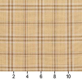 Essentials Beige Brown Cream Checkered Plaid Upholstery Drapery Fabric / Wheat Tartan