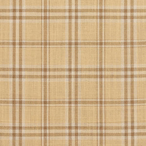 Essentials Beige Brown Cream Checkered Plaid Upholstery Drapery Fabric / Wheat Tartan