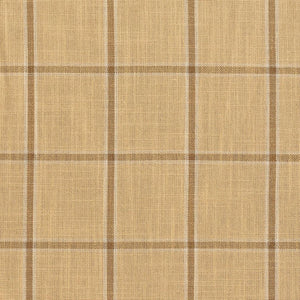 Essentials Beige Brown Cream Checkered Plaid Upholstery Drapery Fabric / Wheat Windowpane