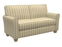 Load image into Gallery viewer, Essentials Beige Brown Ivory Upholstery Drapery Fabric / Wheat Stripe