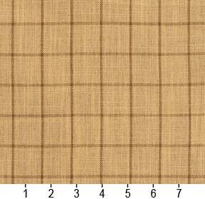 Essentials Beige Brown Plaid Upholstery Drapery Fabric / Wheat Checkerboard