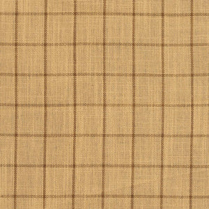Essentials Beige Brown Plaid Upholstery Drapery Fabric / Wheat Checkerboard