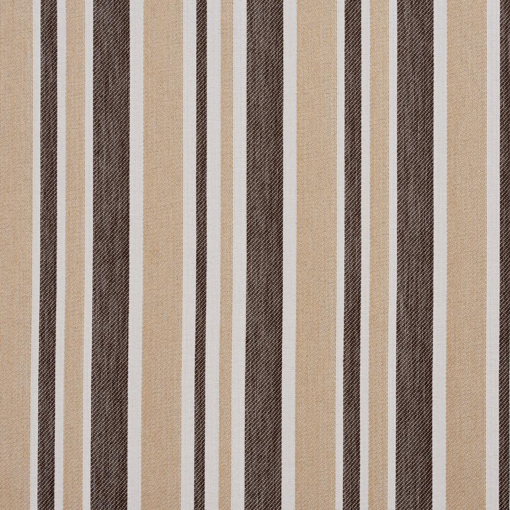 Essentials Outdoor Stain Resistant Upholstery Fabric Beige Brown / Sand Wide Stripe