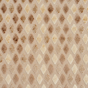 Essentials Cut Velvet Beige Cream Ivory Geometric Diamond Upholstery Drapery Fabric