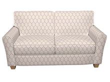 Load image into Gallery viewer, Essentials Linen Upholstery Drapery Fabric Beige Deep Pink Embroidered Trellis Geometric