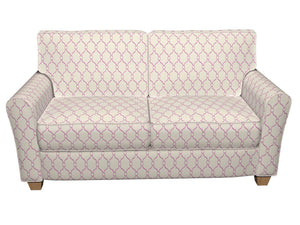 Essentials Linen Upholstery Drapery Fabric Beige Deep Pink Embroidered Trellis Geometric