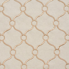 Load image into Gallery viewer, Essentials Linen Upholstery Drapery Fabric Beige Gold Embroidered Trellis Geometric
