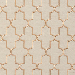 Essentials Linen Upholstery Drapery Fabric Beige Gold Embroidered Trellis Geometric