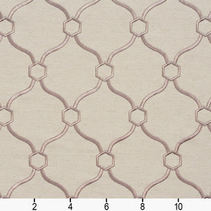 Essentials Linen Upholstery Drapery Fabric Beige Gray Embroidered Trellis Geometric