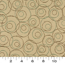 Load image into Gallery viewer, Essentials Mid Century Modern Geometric Beige Olive Green Circles Upholstery Fabric / Latte