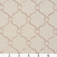 Load image into Gallery viewer, Essentials Linen Upholstery Drapery Fabric Beige Tan Embroidered Trellis Geometric