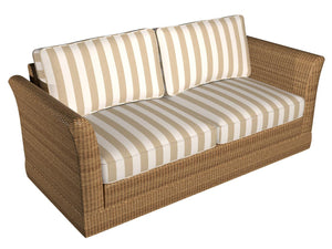Essentials Outdoor Stain Resistant Upholstery Drapery Fabric Beige White / Dune Stripe