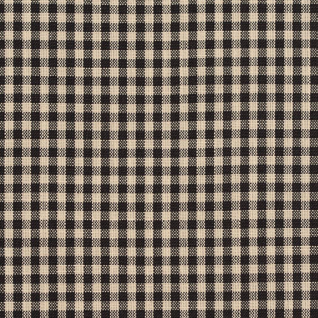 Essentials Black Beige Checkered Upholstery Drapery Fabric / Onyx Gingham