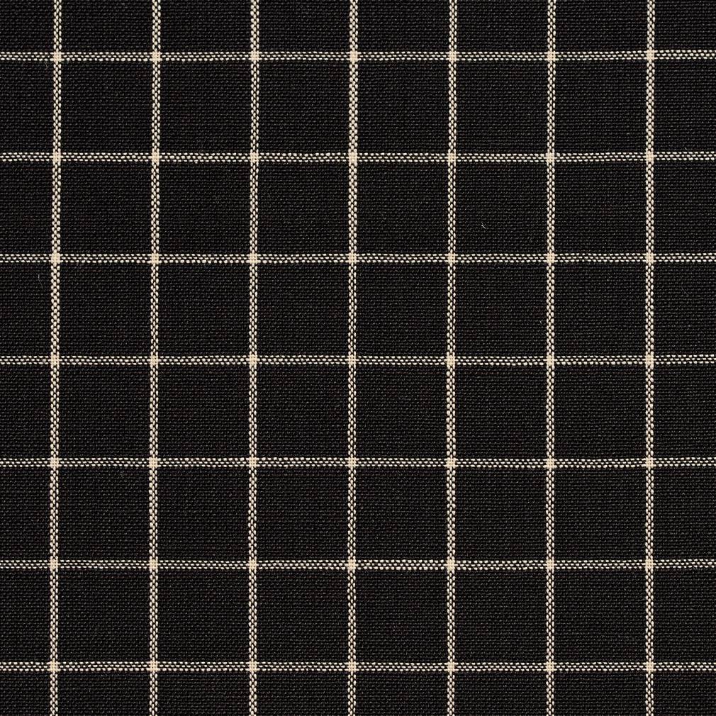 Essentials Black White Plaid Upholstery Drapery Fabric / Onyx Checkerboard