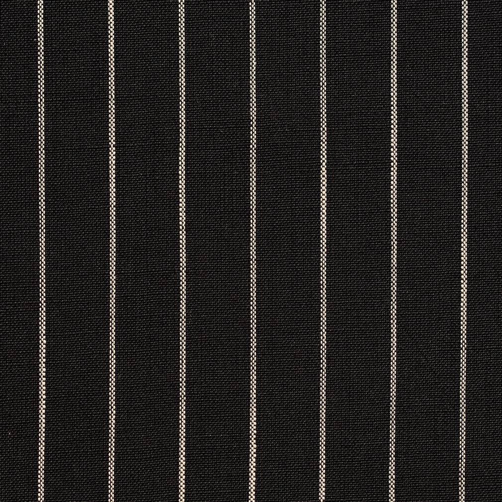 Essentials Black White Stripe Upholstery Drapery Fabric / Onyx Pinstripe
