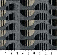 Load image into Gallery viewer, Essentials Chenille Black Blue Gray Abstract Geometric Art Deco Upholstery Fabric / Marble