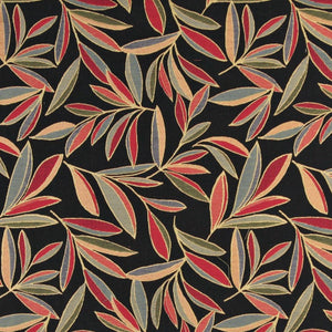 Essentials Cityscapes Black Blue Green Red Mustard Leaves Upholstery Drapery Fabric