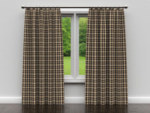 Load image into Gallery viewer, Essentials Black Brown Beige Checkered Plaid Upholstery Drapery Fabric / Onyx Plaid