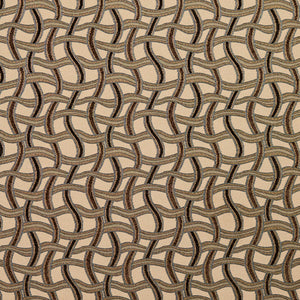 Essentials Black Brown Tan Beige Wavy Trellis Upholstery Fabric / Nutmeg Maze